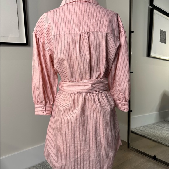 Cinq a Sept Pink Pinstriped Button-Up Dress Condition: Excellent pre-owned - Picture 2 of 4